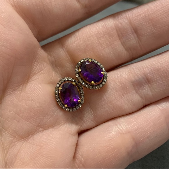 1/2 cttw Chocolate Diamond Amethyst Earrings - Picture 5 of 11